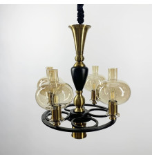 Класична підвісна люстра з 5 янтарними плафонами