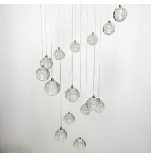 Хромована каскадна люстра із кришталевими плафонами