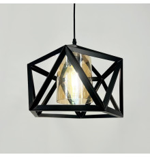 Світильник лофт із янтарним плафоном у каркасі чорного кольору Ø 30х28 см