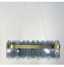 Видовжена люстра з скляними пластинами графіт