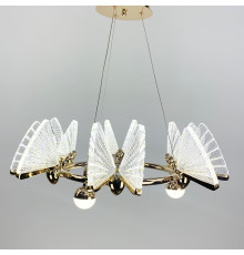 Світлодіодна люстра з 6 метеликами в золотистому кольорі