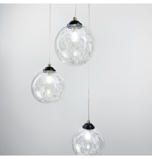 Підвісний світильник Transparent Bubbles на 3 плафони з металевою ниткою