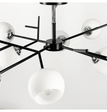 Люстра на 8 білих плафонів у чорному корпусі Ø 85 см