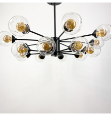 Люстра-молекула в чорному кольорі корпусу з подвійними плафонами
