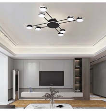 Стельова люстра чорного кольору на 8 плафонів