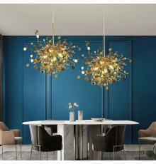 Світильник в золоті з гнучких дисків металу на 2 підвіси