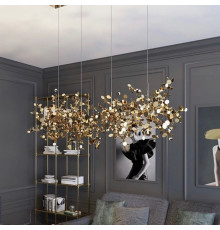 Підвісний світильник на 4 підвіси в корпусі золото