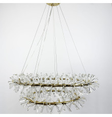 Підвісна люстра на 2 кільця з скляними палочками