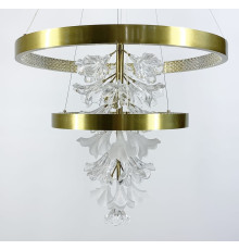 Подвійна латунна люстра 60+40 см із квітковою композицією