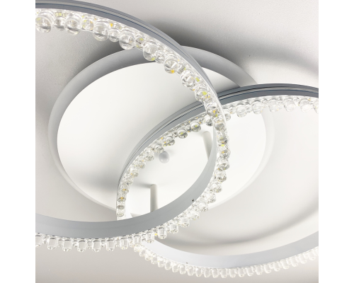 LED люстра на 2 кільця білого кольору з фурнітурою хром