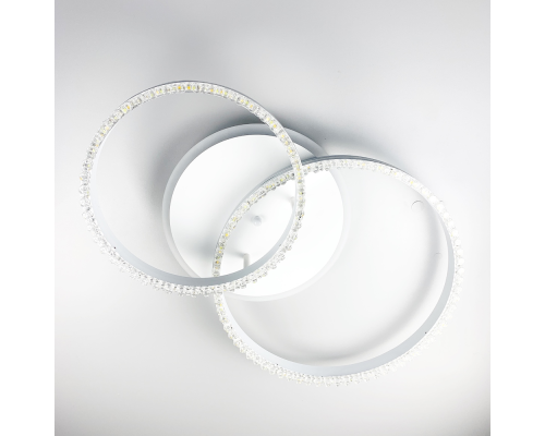 LED люстра на 2 кільця білого кольору з фурнітурою хром