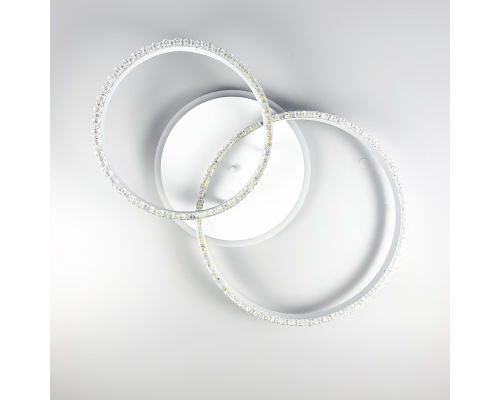 LED люстра на 2 кільця білого кольору з фурнітурою хром