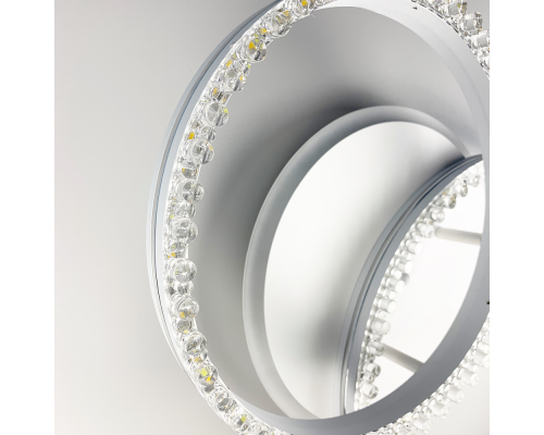 LED люстра на 2 кільця білого кольору з фурнітурою хром