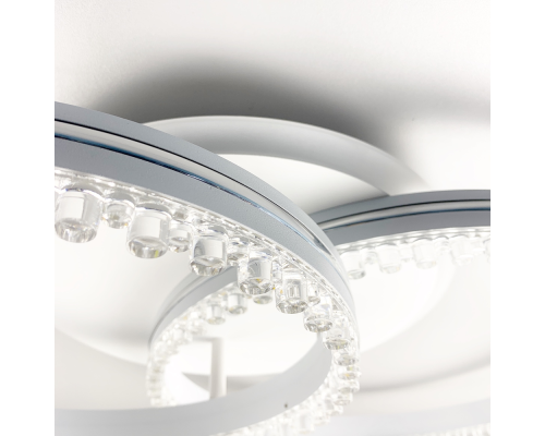 LED люстра на 2 кільця білого кольору з фурнітурою хром