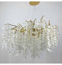 Золота люстра з білими підвісками у корпусі Ø 60 см