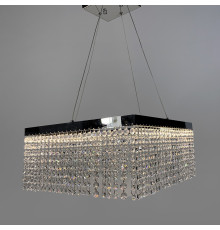 Неймовірна кришталева квадратна люстра з срібним обводком h25