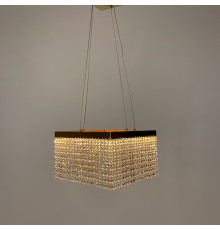 Неймовірна кришталева квадратна люстра з золотим обводком h25