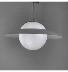 Регулюючий підвісний світильник в хромовому корпусі на 2 лампочки з білим обводком