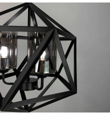 Люстра Лофт у чорному корпусі форми багатогранник із графітовими плафонами