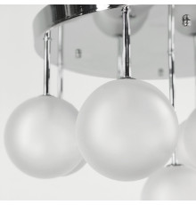 Стельова срібна люстра на 11 матових плафонів