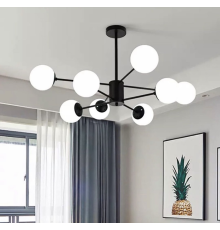 Мінімалістична люстра на 8 білих матових плафонів