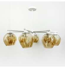 Стельова люстра на 8 плафонів в білому корпусі