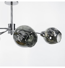 Стельова люстра в хромі на 6 графітових плафонів