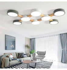 Стельова люстра із дерев'яними ріжками з LED елементами на 8 плафонів