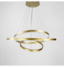 LED люстра на три кільця у золотому каркасі