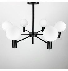 Сучасна чорна люстра з білими плафоном на 6 ламп