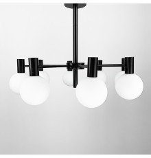 Сучасна чорна люстра з білими плафоном на 8 ламп