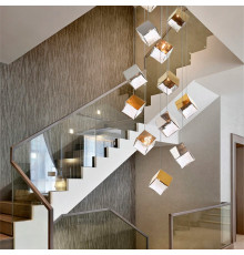 Підвіс в латунному корпусі із прозорим квадратним плафоном