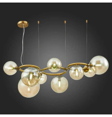 Латунна люстра Gorizia на 9 янтарних плафонів