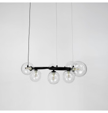 Чорна люстра Gorizia на 7 прозорих плафонів