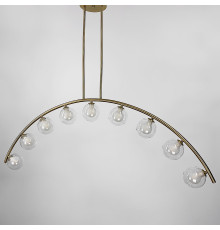Золота люстра-дуга на 9 подвійних плафонів