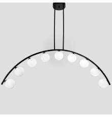 Чорна люстра-дуга на 9 білих плафонів