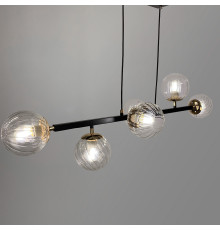 Люстра видовжена в чорному корпусі з графітовими або прозорими плафонами