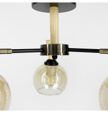 Металева люстра на 3 плафони з елементами дерева