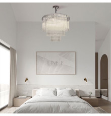 Люстра із трьома ярусами скляних трубок у хромованому корпусі Ø 50 см