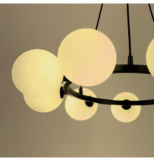 Кругла чорна люстра LOUISA  на 9 плафонів