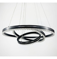 Чорна LED люстра на 3 кільця з хромованою смужкою
