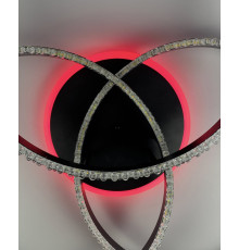 LED світильник чорний на 3 кільця з хромованою смужкою d50 см