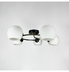 Стельова люстра з кругом в чорному корпусі на 5 плафонів