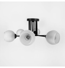 Сучасна плафонна люстра в чорному корпусі на 6 ламп Ø 67 см