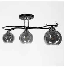 Сучасна люстра в чорному корпусі на 3 графітових плафони