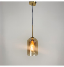 Латунний світильник із подвійним янтарним плафоном