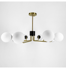 Латунна люстра на 8 плафонів із чорною фурнітурою