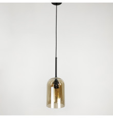 Чорний світильник із подвійним янтарним плафоном