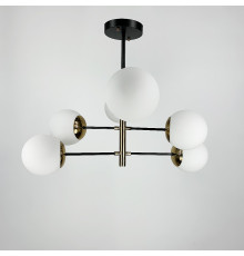 Люстра на 6 плафонів із латунною фурнітурою