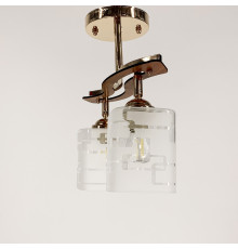 Стельовий світильник в золотому корпусі на 2 плафони